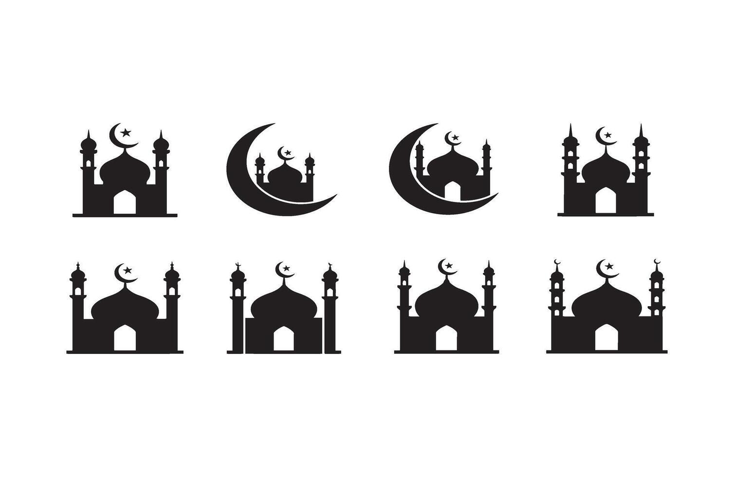 Elegant Islamic Worship Place Graphics with Crescent Moons vector