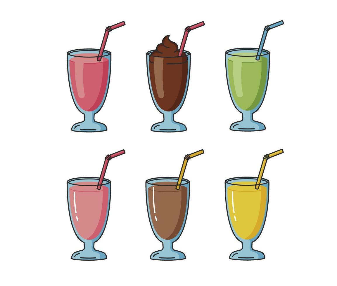 Refreshing Cold Drinks and Colorful Tasty Juice in Glasses vector