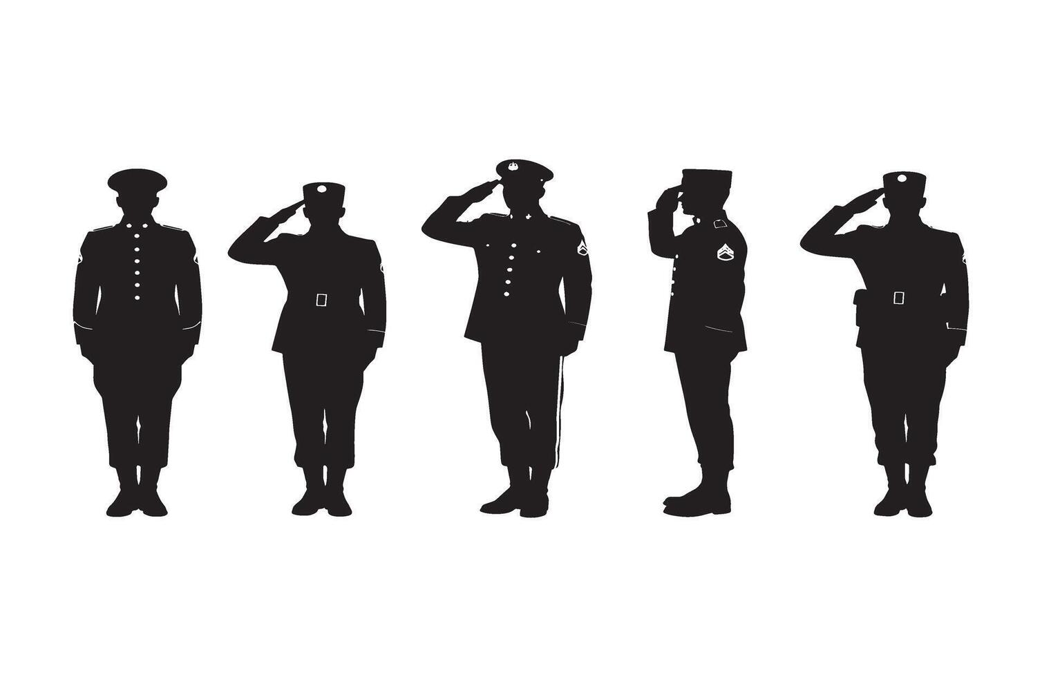 Military professionalism and honor depicted in a synchronized saluting pose vector