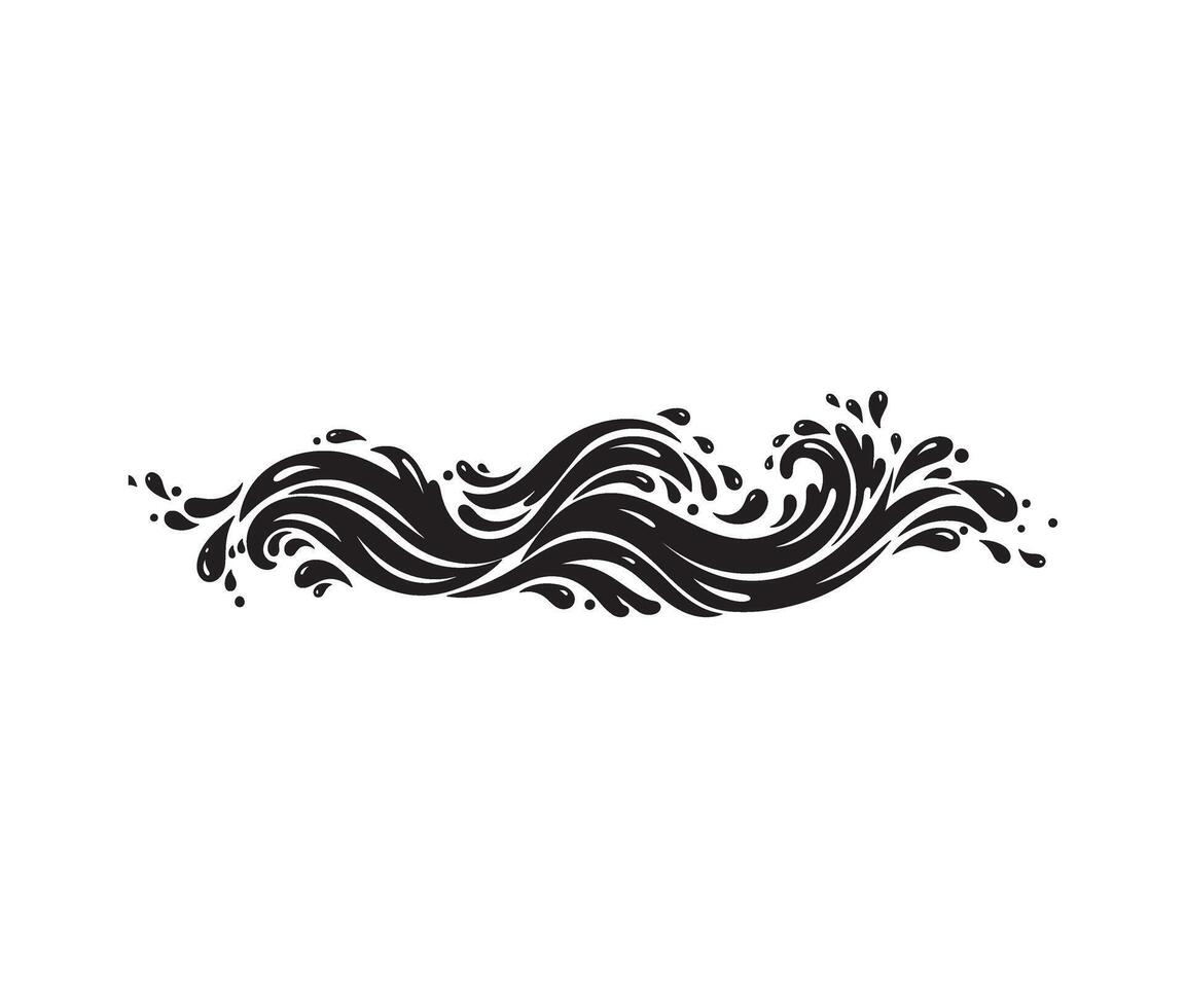 Bold black water wave splash effect for posters and packaging vector