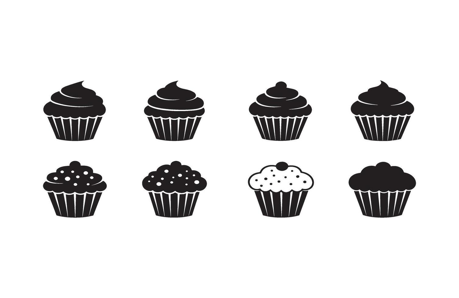 Bakery Inspired Cupcake Silhouettes for Pastry Chefs and Home Bakers vector