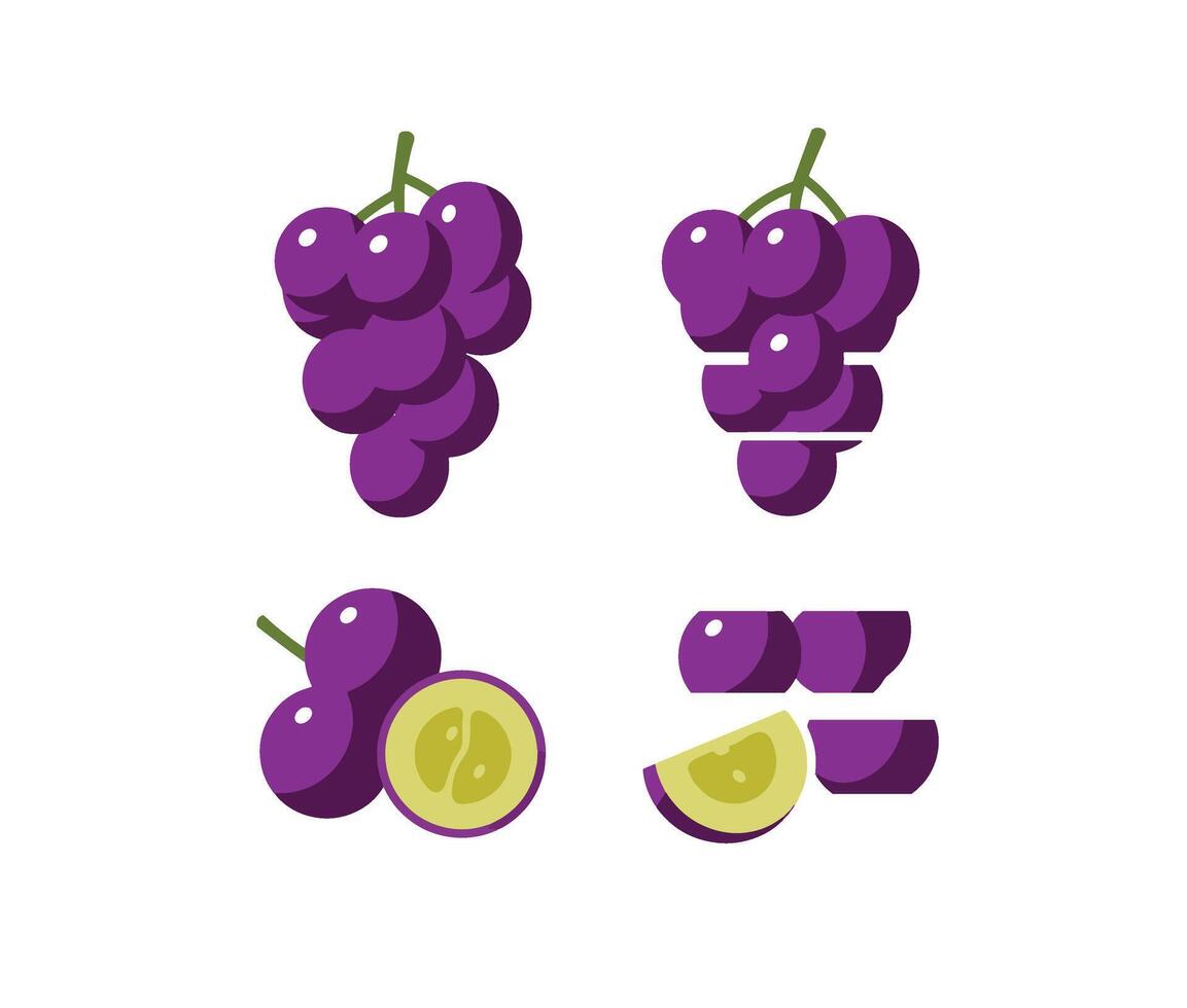 High-Quality Digital Grape Icons for Packaging Branding and Label Design vector