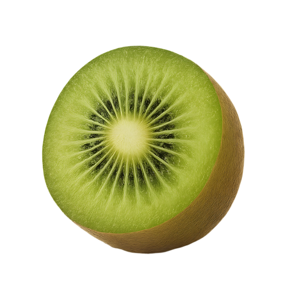Sliced kiwi fruit transparent background juicy texture realistic food image nature scene close-up view png