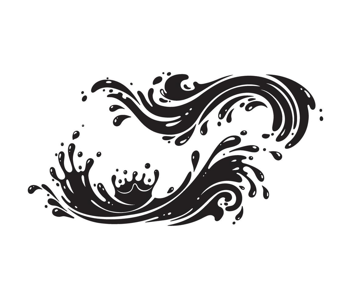 Creative flowing water wave with abstract splash details vector