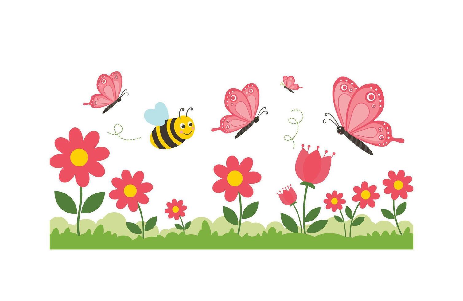 Mesmerizing Nature Animation of a Flower Garden with Pollinating Insects vector