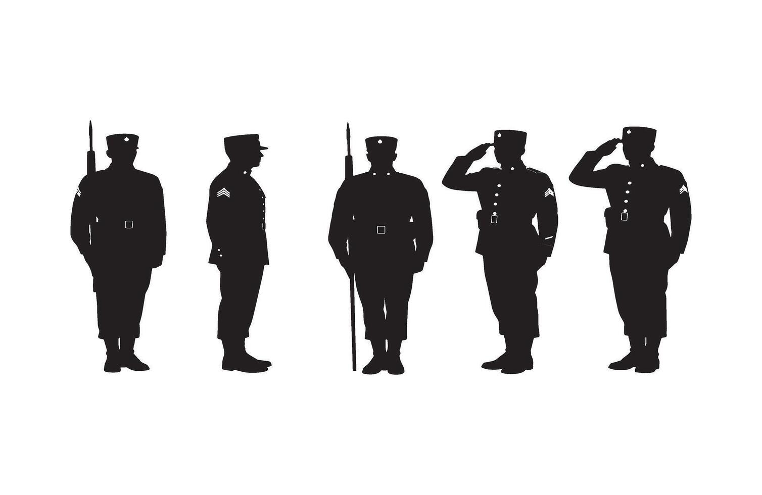 Officers in ceremonial uniform saluting in honor of military traditions vector