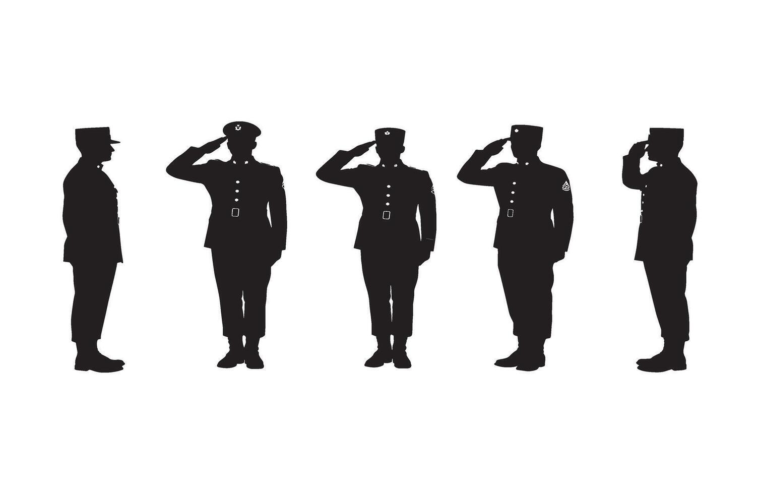 Elegant depiction of a military tribute with officers saluting in formation vector