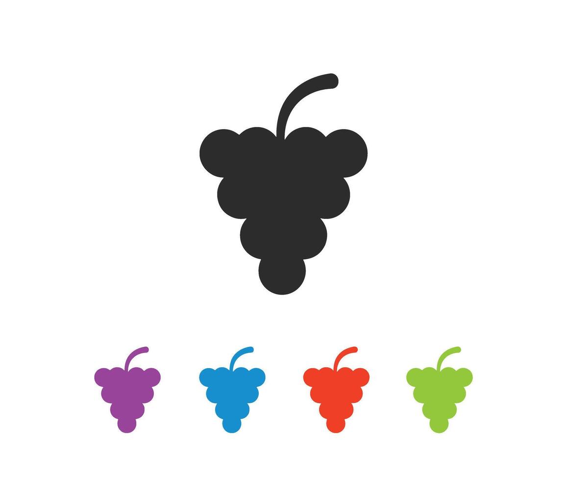 Elegant Grape Bunch Icons with Minimalist and Artistic Flat Design vector