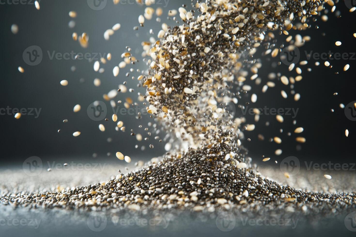A pile of grains is scattered on a surface, creating a sense of chaos photo