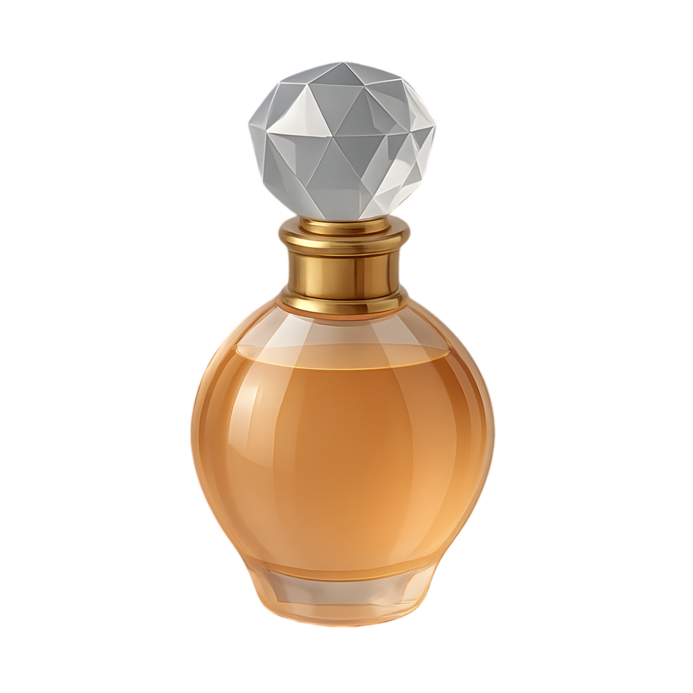 Elegant crystal-capped perfume bottle with transparent background captivating design lifestyle setting artistic view png