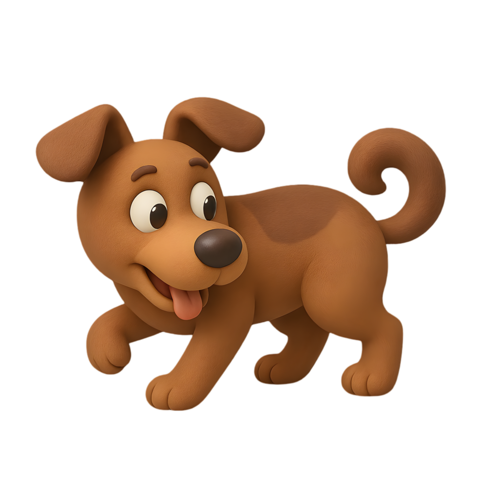 Playful dog chasing its own tail colorful transparent background cartoon style cheerful environment animated viewpoint png