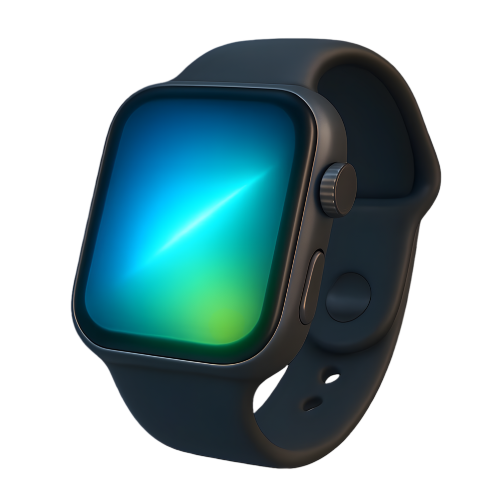 Modern smartwatch glowing screen transparent background technology digital environment close-up view for enhanced style png
