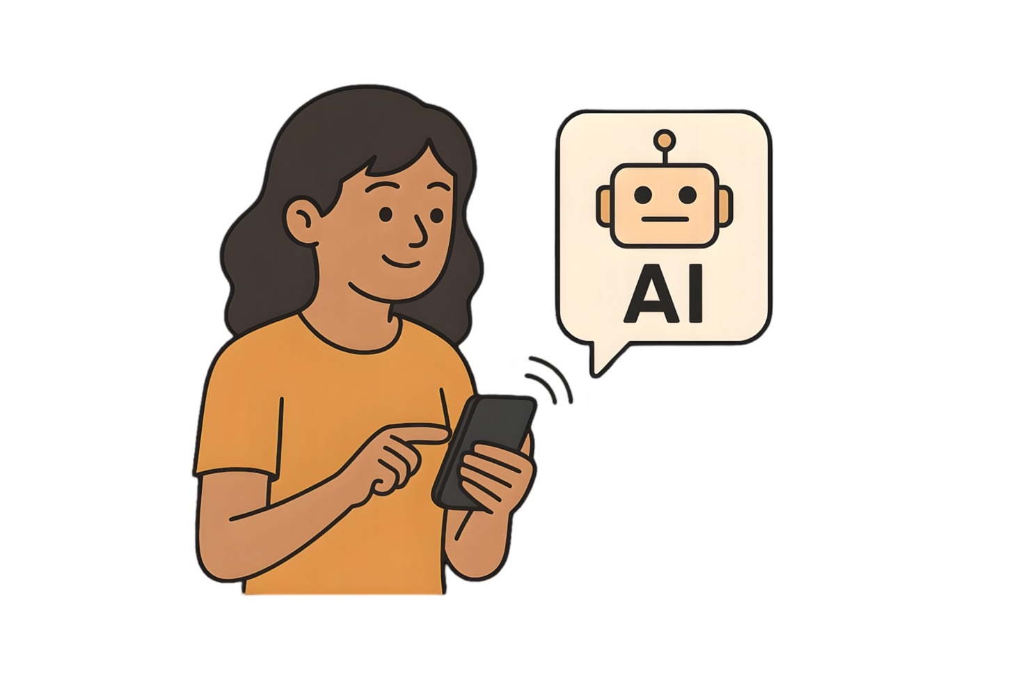 Girl engaging with ai chatbot on phone transparent background digital art modern lifestyle close-up view png