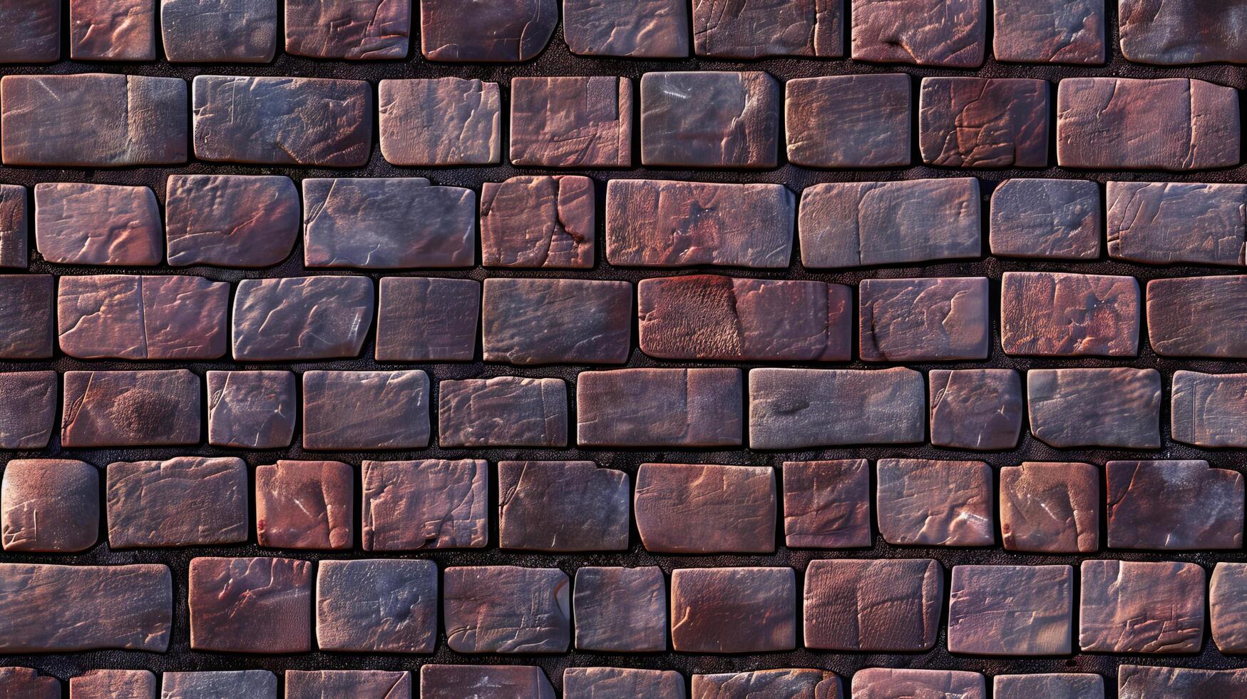 Detailed close up of rectangular polished brick wall pattern photo