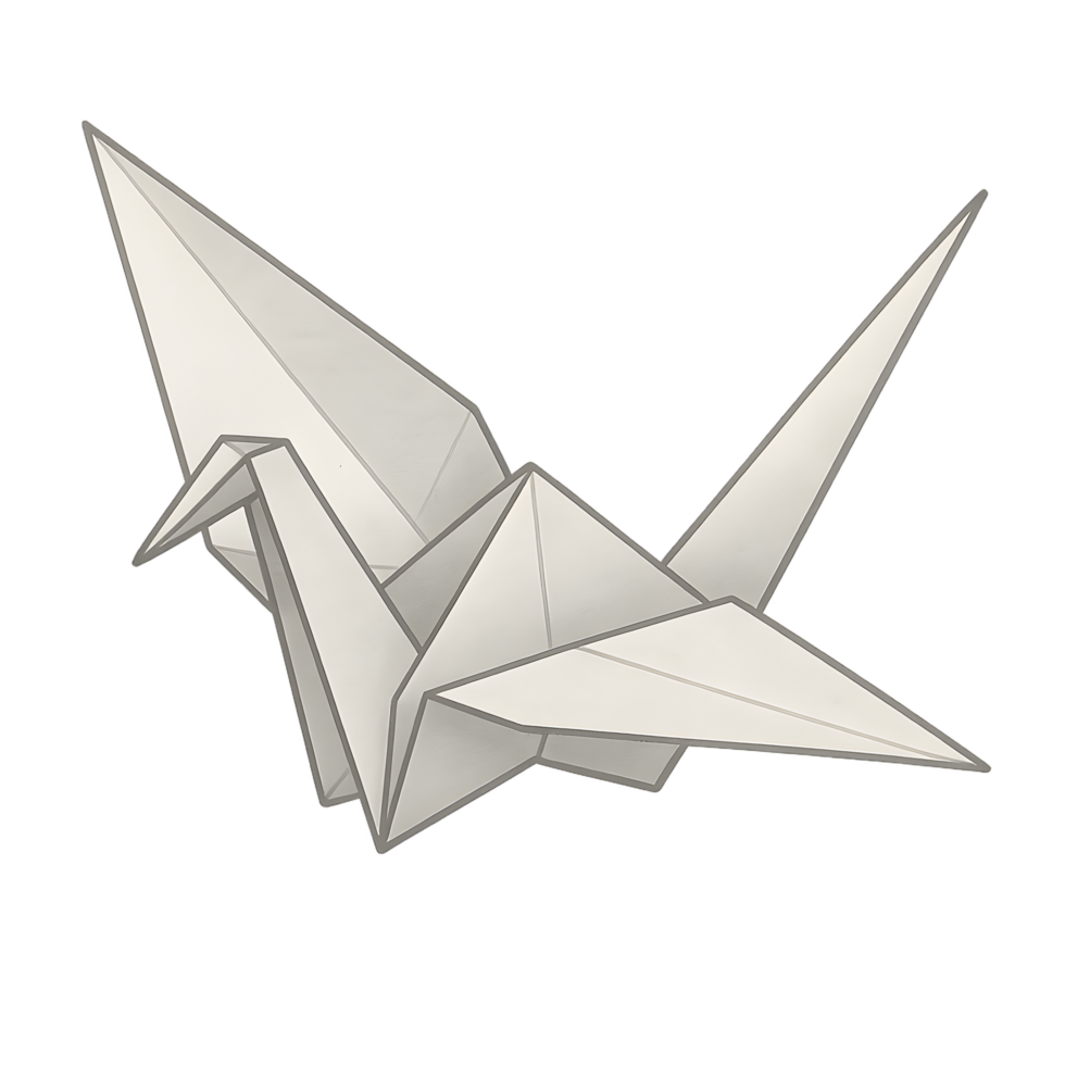 Transparent origami style paper crane mid flight minimalist background artistic concept nature environment png