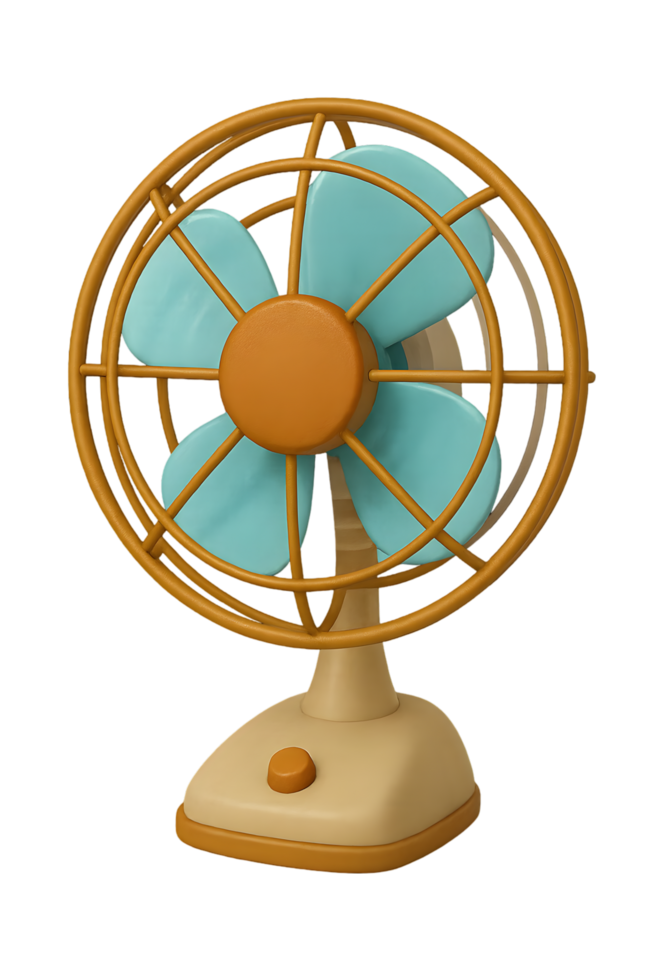 Mini fan with rotating blades transparent background indoor environment home office modern design png