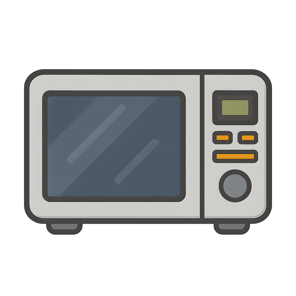 Flat style microwave with digital screen transparent background modern kitchen environment digital appliances concept png