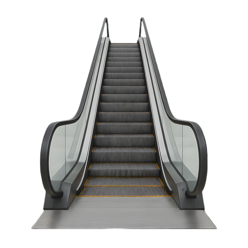 Escalator action in a shopping mall transparent background architectural style modern environment low angle view for seo png