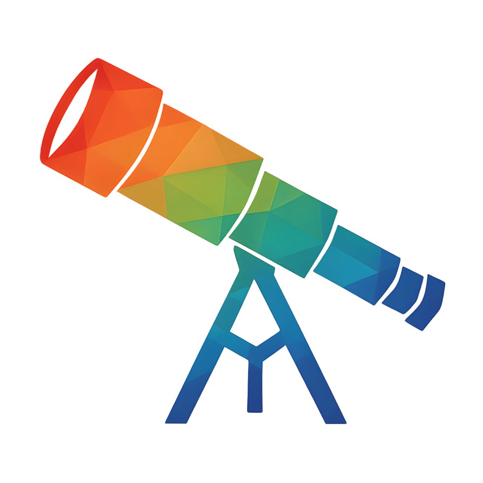 Captivating action of a geometric prism telescope on a transparent background science exploration abstract environment png