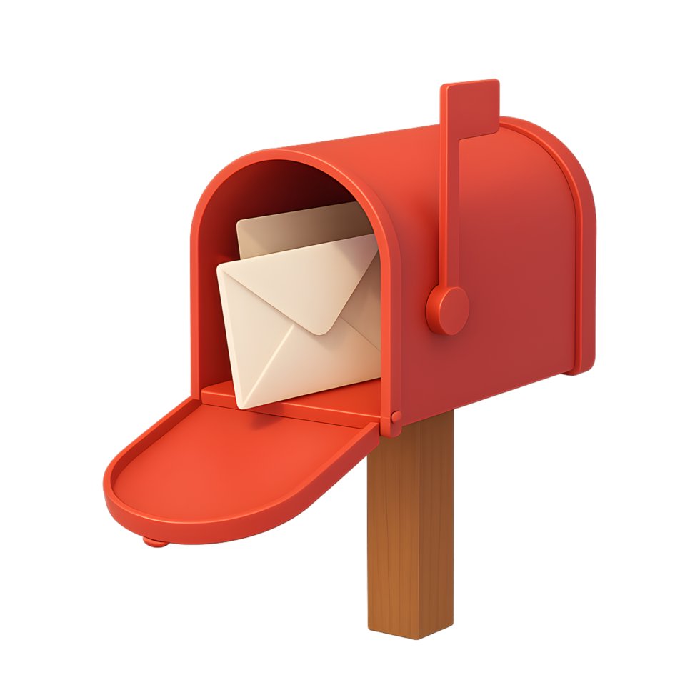 Transparent mailbox with letters inside urban setting digital illustration clear background creative concept for seo impact png
