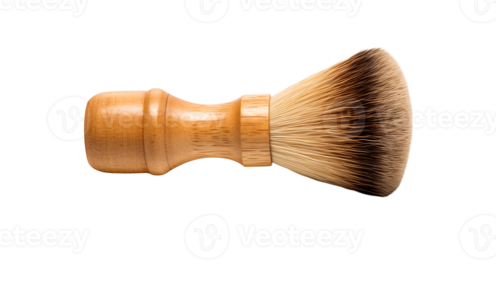 A shaving brush with a wooden handle and soft bristles against a plain transparent background image view png