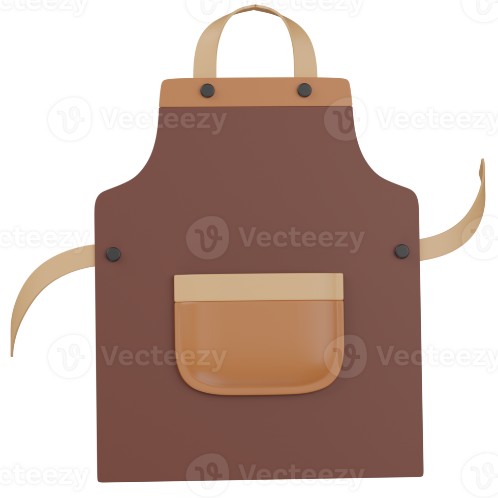 3d render Brown leather apron illustration png