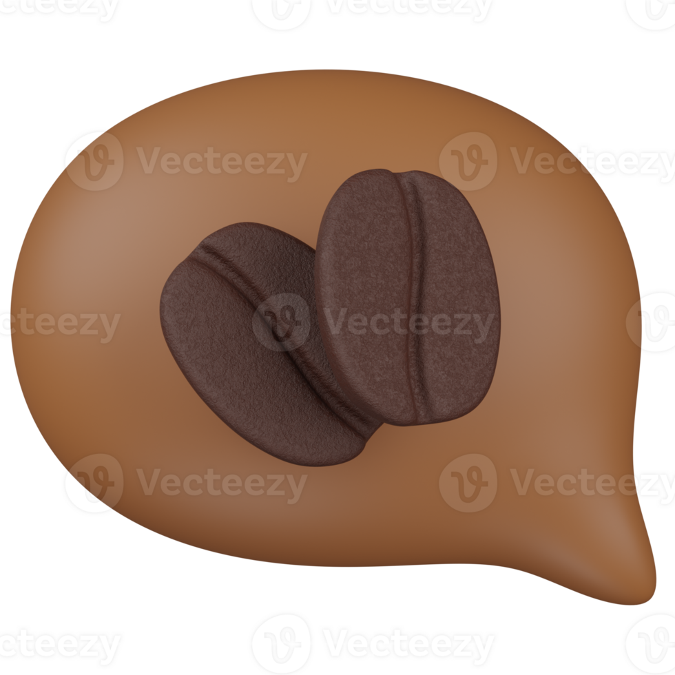 3d render Coffee beans in a speech bubble icon png