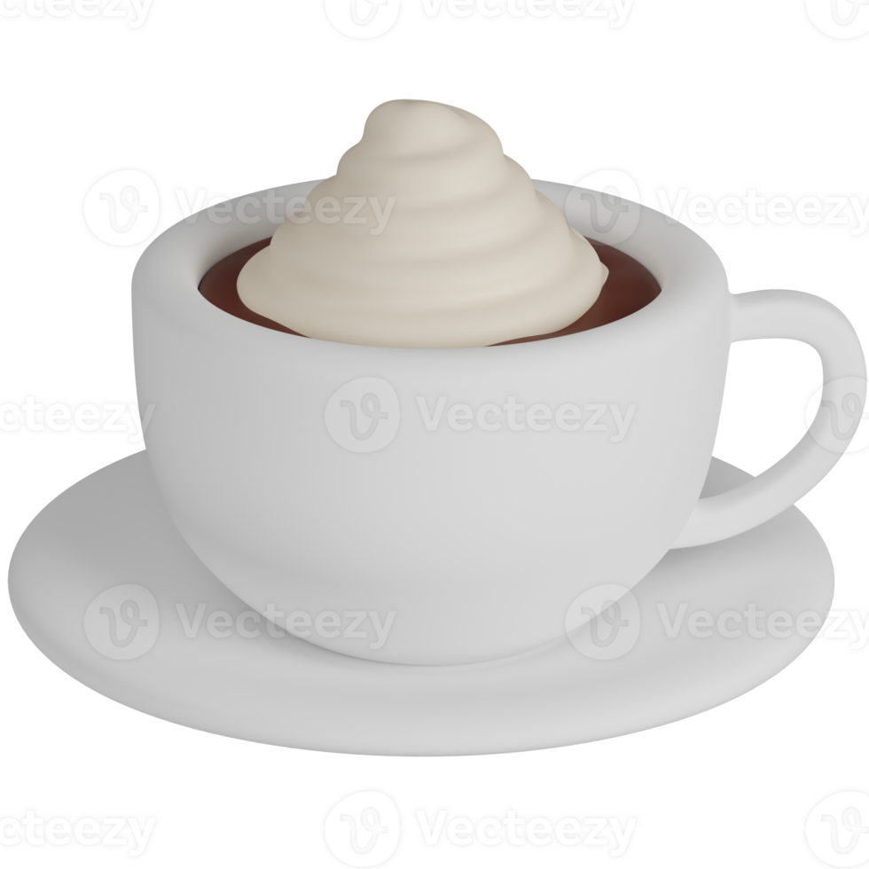 3d render Coffee with Cream icon png