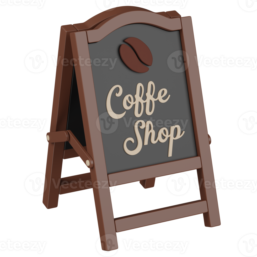 3d render Coffee Shop Sign board png