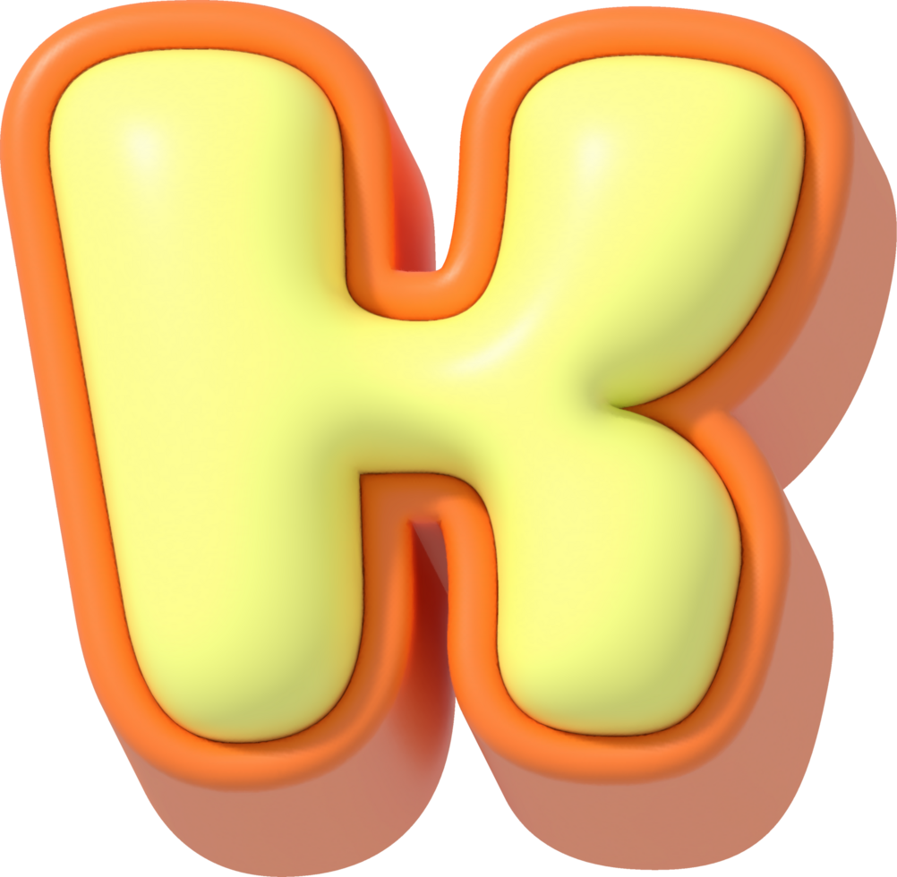 Letter K, Cartoon Pastel 3D Lettering png