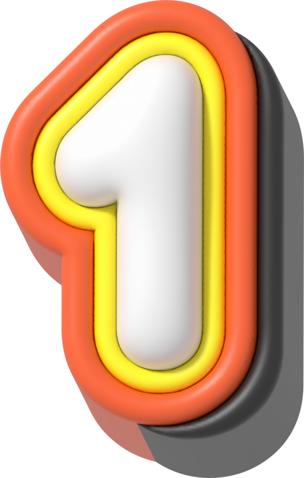 Number 1, Modern 3D Lettering png