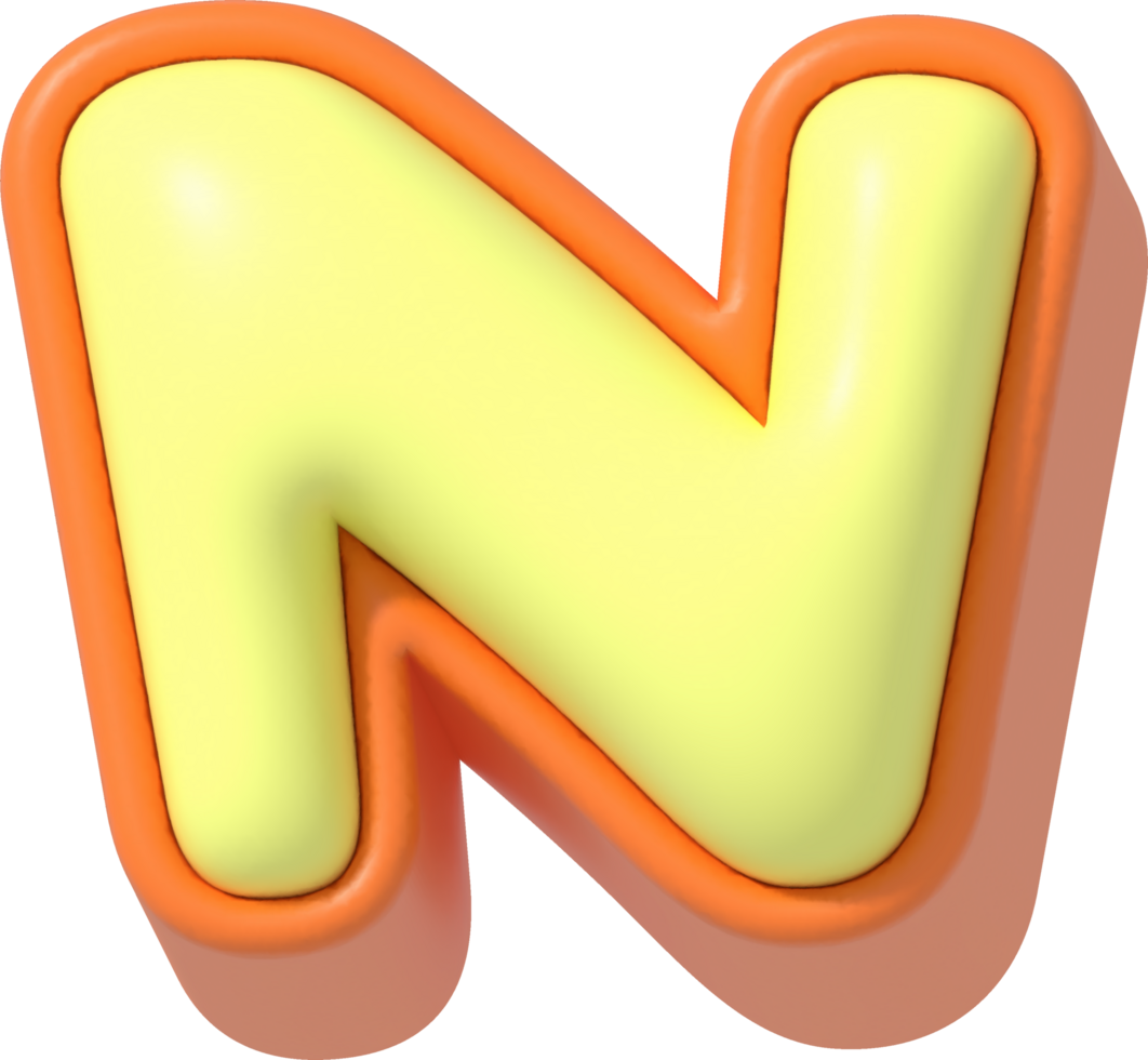 Letter N, Cartoon Pastel 3D Lettering png