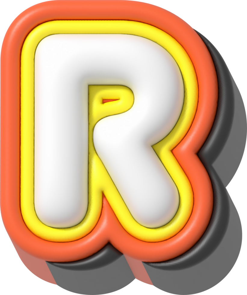 Letter R, Modern 3D Lettering png