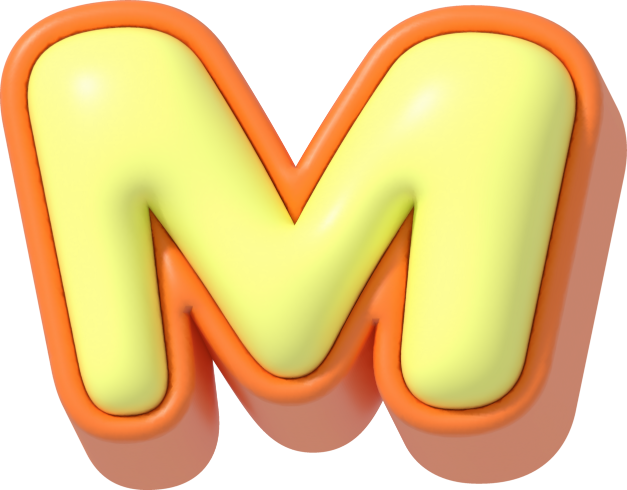 Letter M, Cartoon Pastel 3D Lettering png