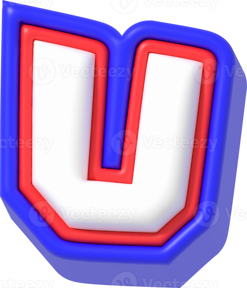 Letter U, Super Cartoon 3D Lettering png