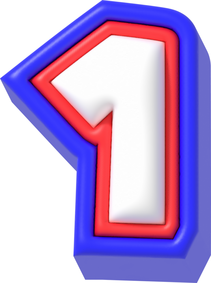 Number 1, Super Cartoon 3D Lettering png