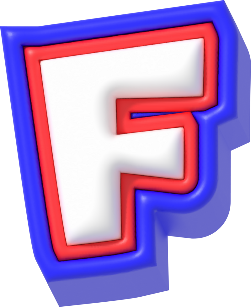 Letter F, Super Cartoon 3D Lettering png