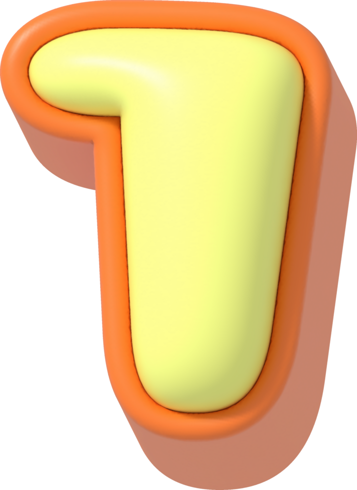 Number 1, Cartoon Pastel 3D Lettering png