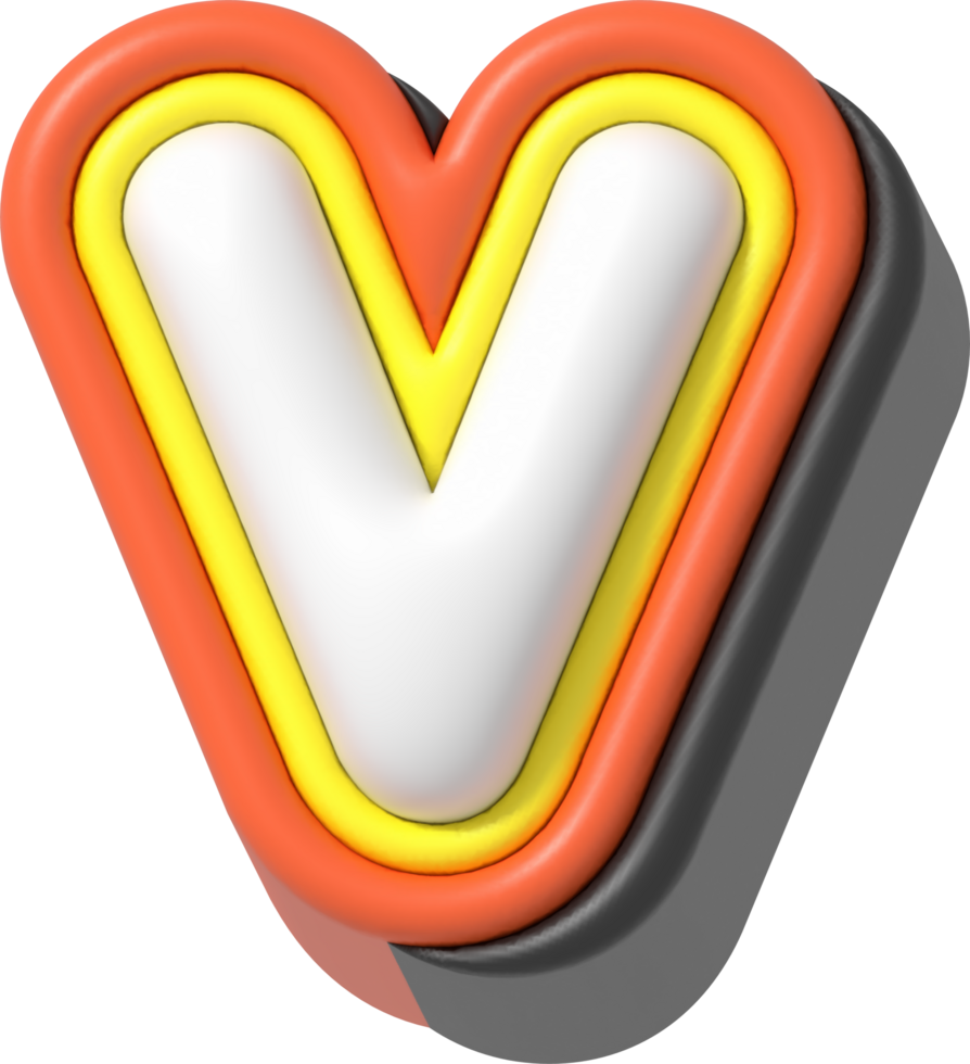 Letter V, Modern 3D Lettering png