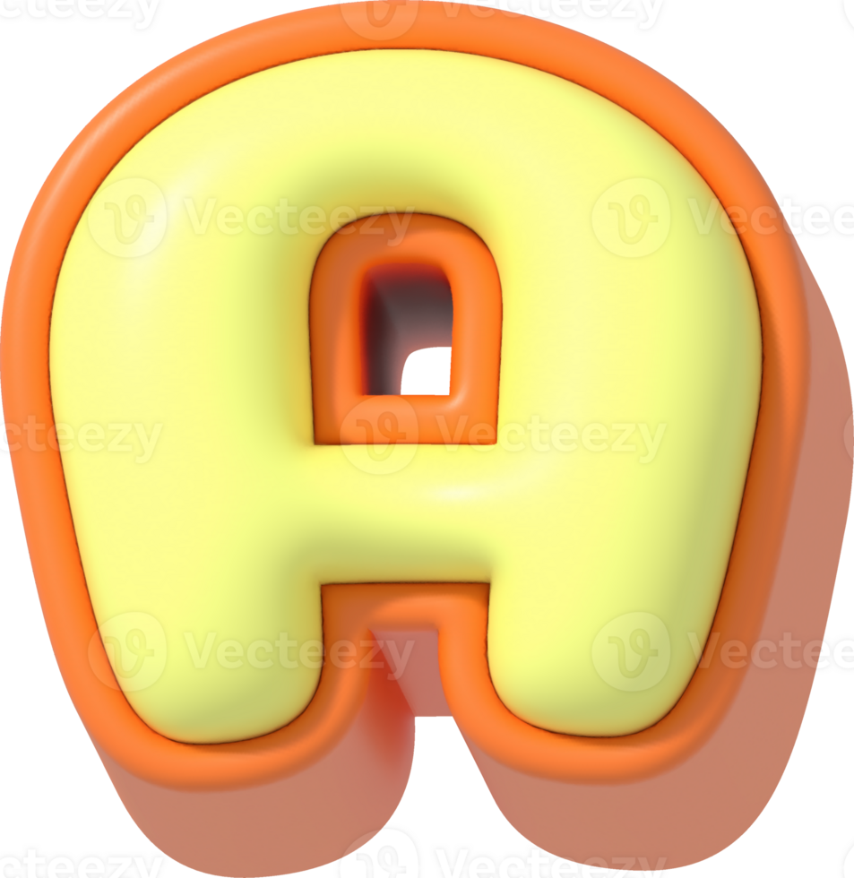 Letter A, Cartoon Pastel 3D Lettering png