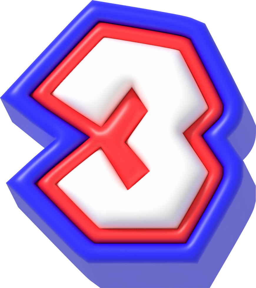 Number 3, Super Cartoon 3D Lettering png