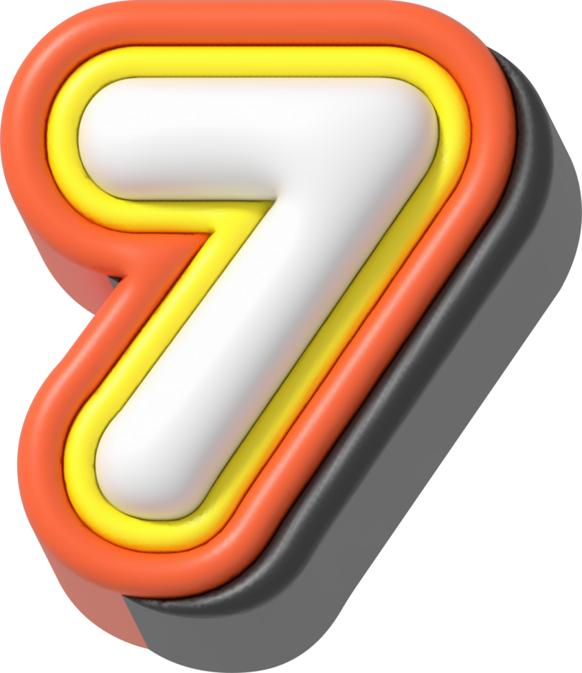 Number 7, Modern 3D Lettering png