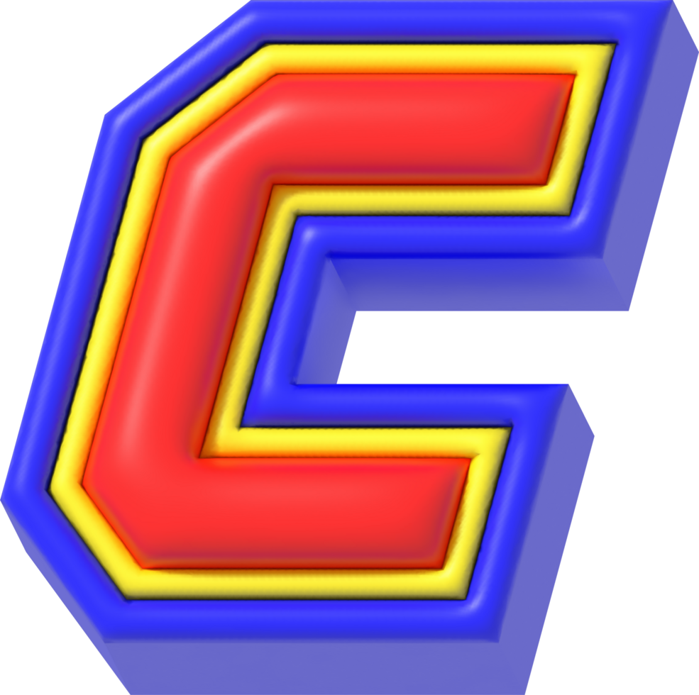 Letter C, Modern Tech 3D Lettering png