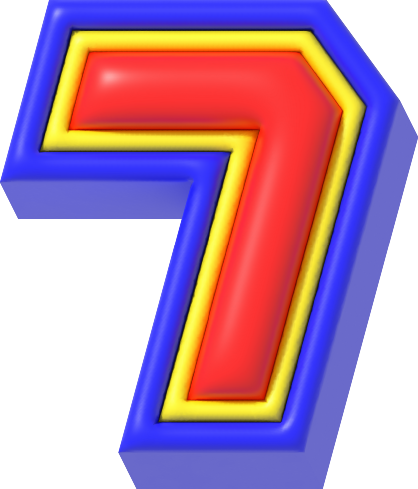 Number 7, Modern Tech 3D Lettering png