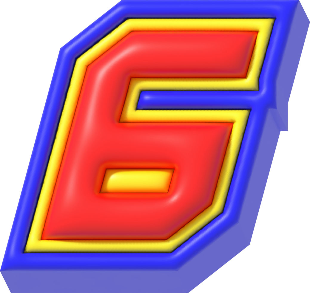 Number 6, Modern Tech 3D Lettering png