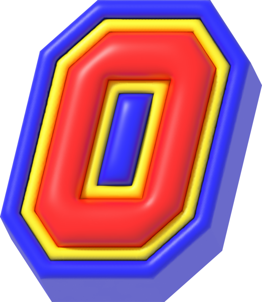 Number 0, Modern Tech 3D Lettering png
