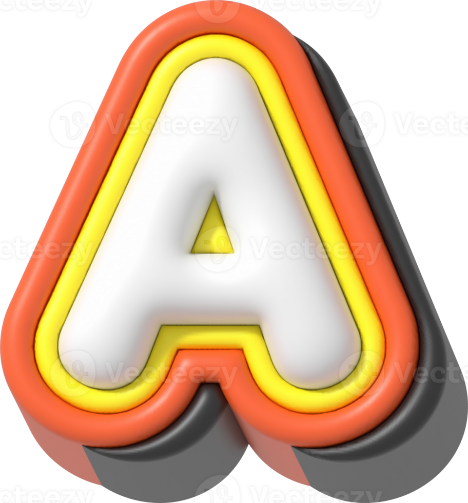 Letter A, Modern 3D Lettering png