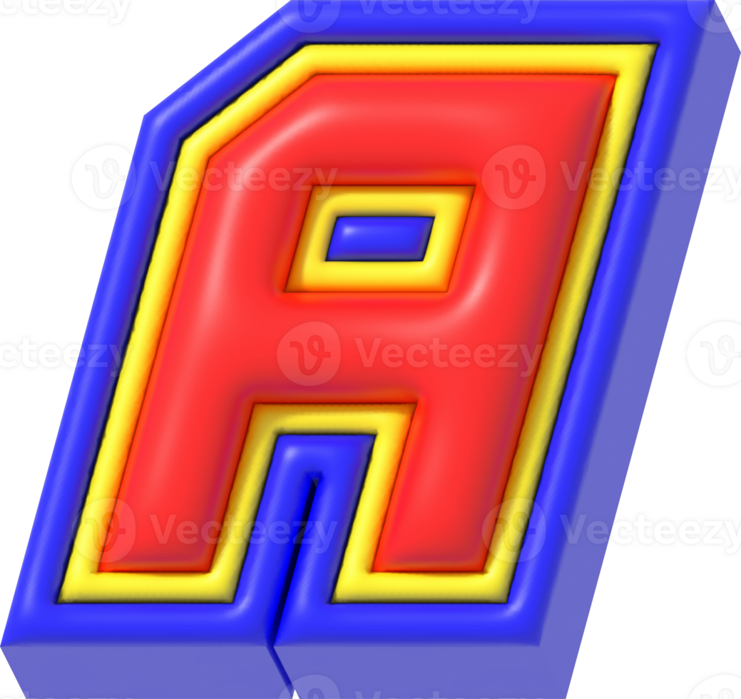 Letter A, Modern Tech 3D Lettering png