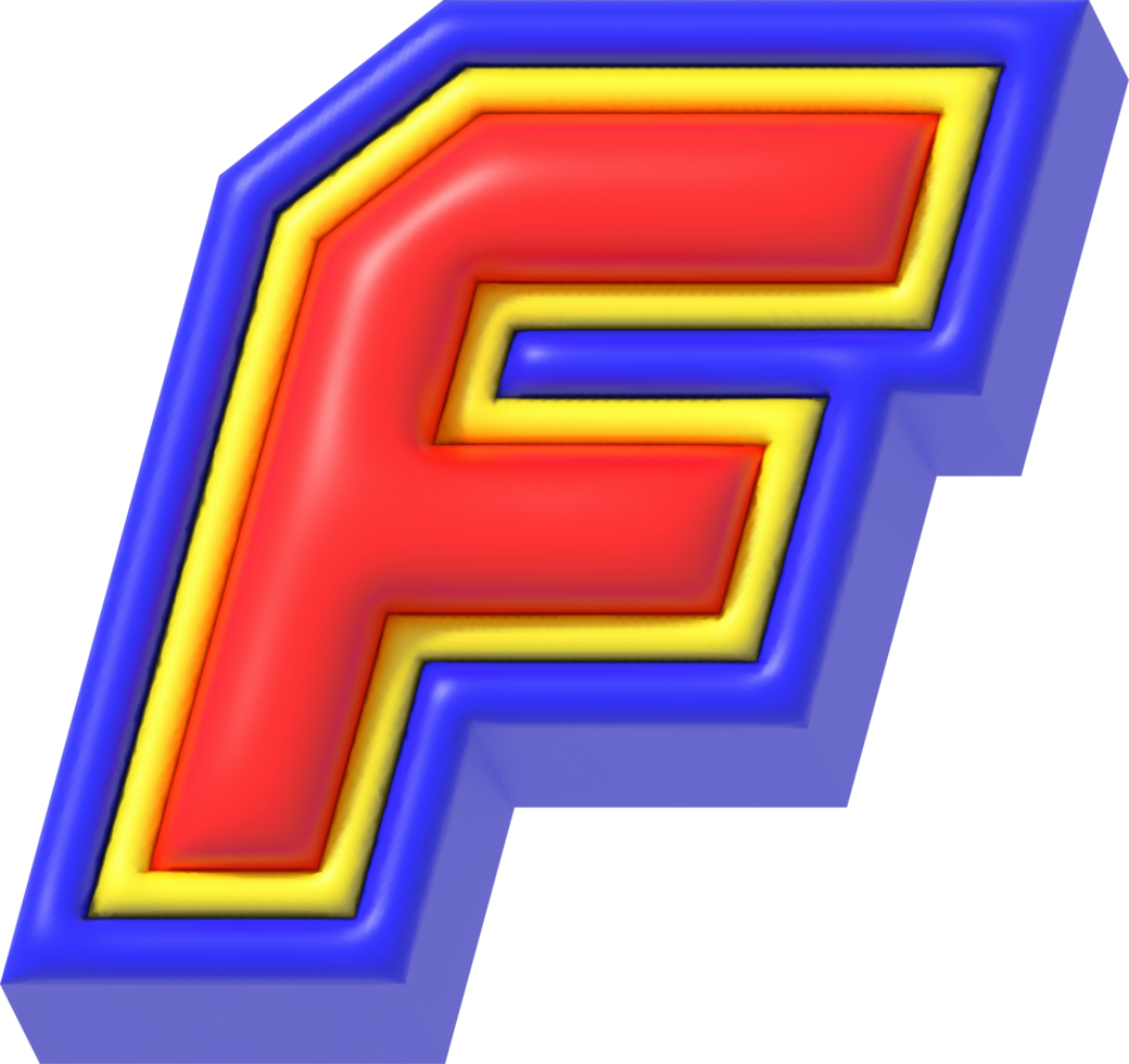 Letter F, Modern Tech 3D Lettering png