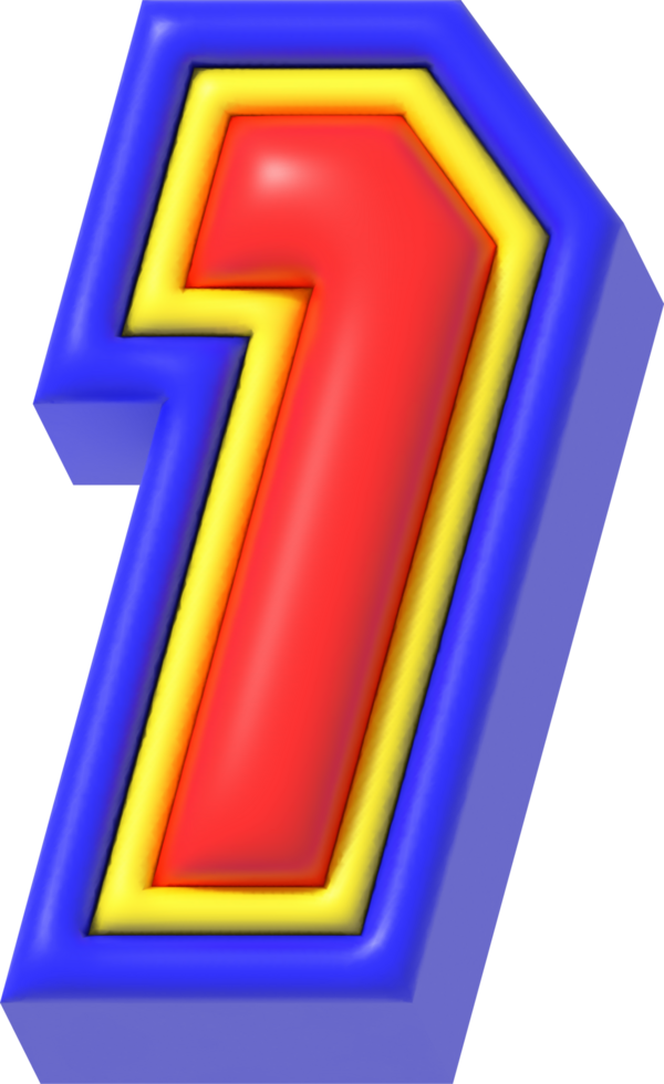 Number 1, Modern Tech 3D Lettering png